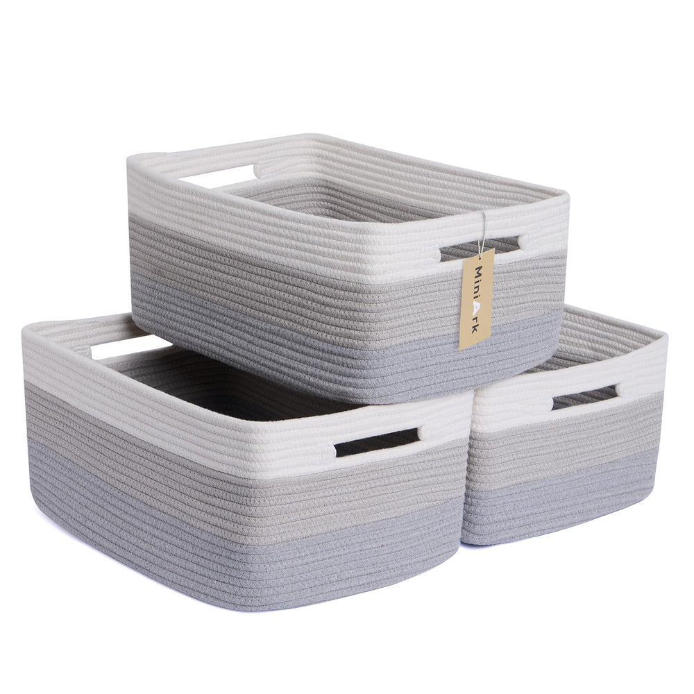 MiniArk gradient grey storage basket on shelf keeps clothes organized