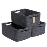 MiniArk large storage basket front view shows sturdy rope weave for closet organization