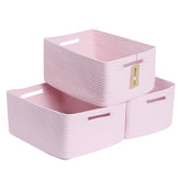 MiniArk large storage basket front view in light pink for nursery organization