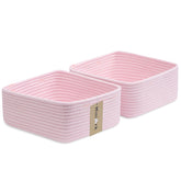 MiniArk small square shallow basket in light pink for remote storage and decluttering.