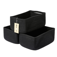 MiniArk small storage baskets on a shelf for organized cosmetics.