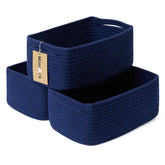 MiniArk small storage baskets 3-pack navy front view for neat organization