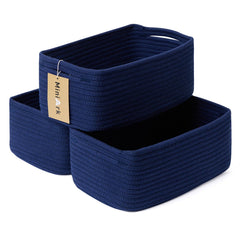 MiniArk small storage baskets 3-pack navy front view for neat organization