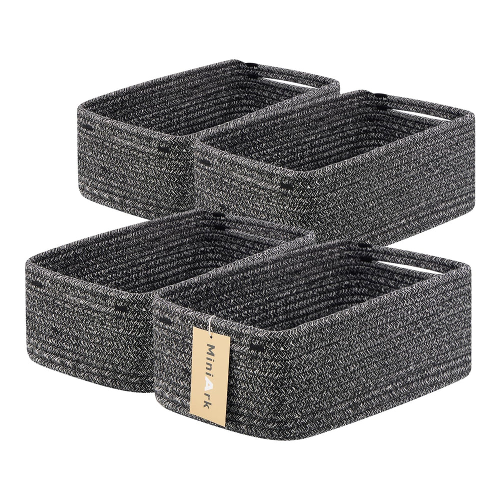 MiniArk small storage baskets in dark gray for tidy cosmetics and accessories.