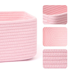 MiniArk woven rope baskets in light pink for closet and shelf styling