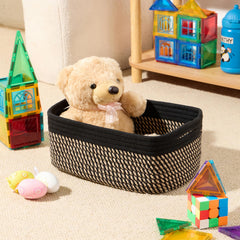 MiniArk woven rope baskets add warmth to shelves and desks.