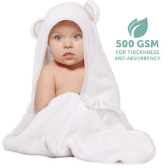 MINIBOO hooded towel 32x32 inches fits newborns through toddlers.
