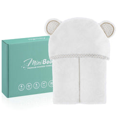 MINIBOO hooded towel bamboo blend absorbs moisture quickly for quick-dry baths.