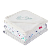 Minicoco triple-pack baby blankets in soft cotton for cozy swaddling.