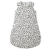 Minicoco leopard-print wearable blanket provides cozy warmth and gentle skin contact.