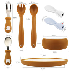 Miniguysa toddler plates show seven-point-three-eight-inch diameter for portion control.