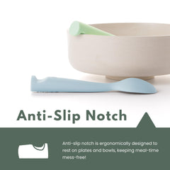 Miniware baby spoons featuring anti-slip notch prevent mess