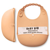Miniware Roll & Lock bib with adjustable neck strap for growing toddlers.