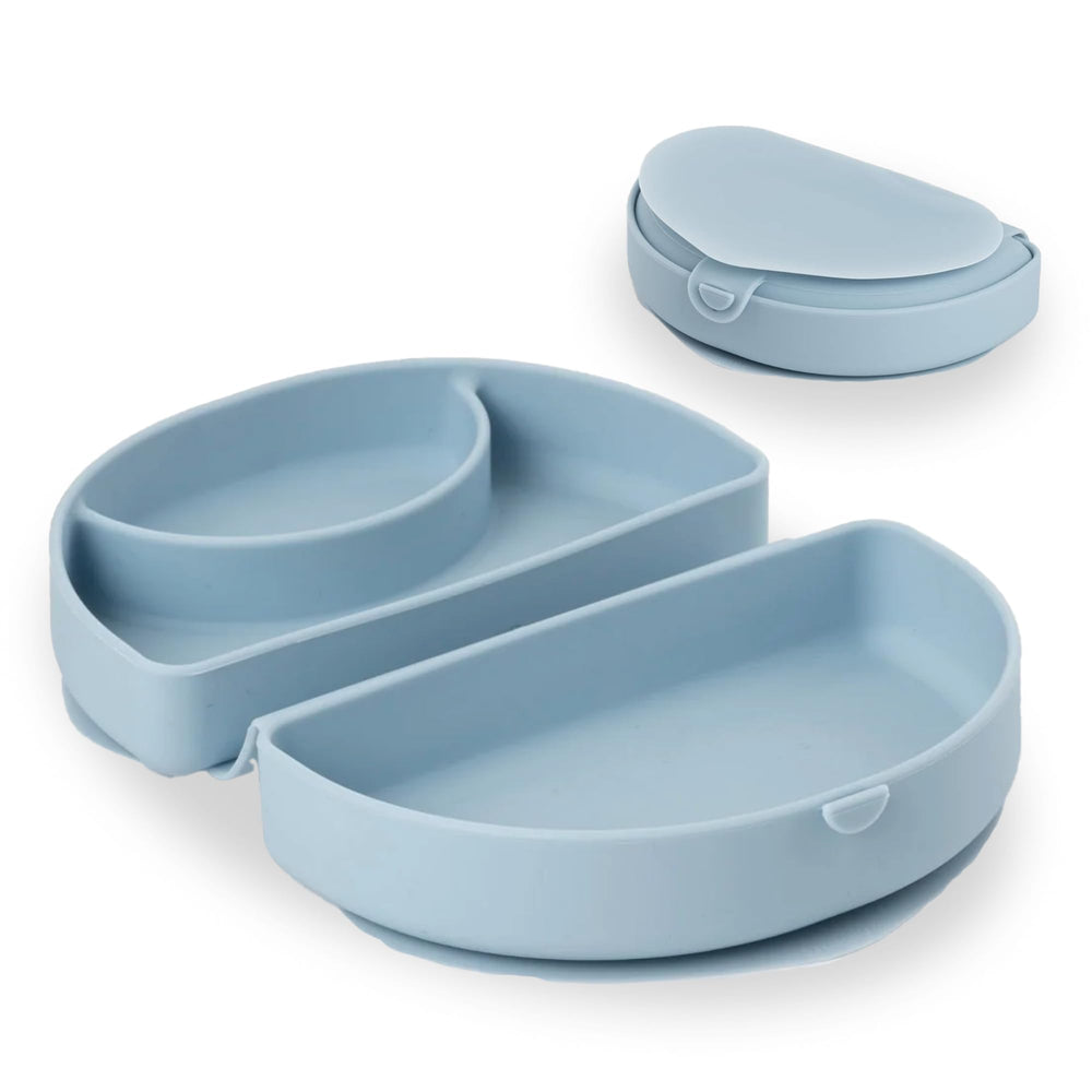 Miniware Silifold folded plate showing compact travel fold for on-the-go meals.