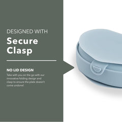 Miniware travel plate on-the-go design supports mess-free feeding.