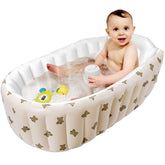 Mink Bear Tub inflated in bathroom, easy quick setup for bath time with 6-36 month child.