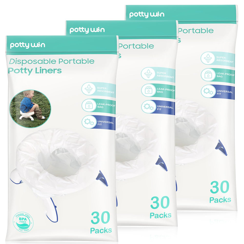 Minne Baby Potty Win 90-count packaging for easy travel storage