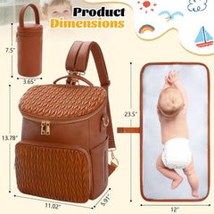 Minsong diaper backpack brown interior layout keeps diapers and wipes organized