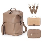 Minsong diaper bag backpack front view in Khaki, stylish on-the-go organizer.
