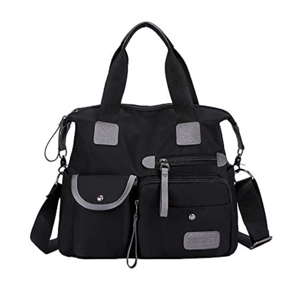 MINTEGRA nylon tote bag front view with organized multi-pocket layout for everyday use
