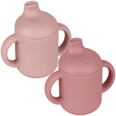 Mintlyfe baby sippy cup 2-pack blush mauve close-up texture and grip