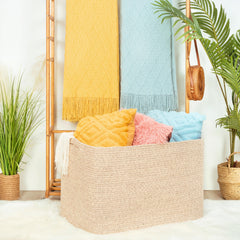 MINTWOOD 112L basket in living room decor complements any style while organizing throws.