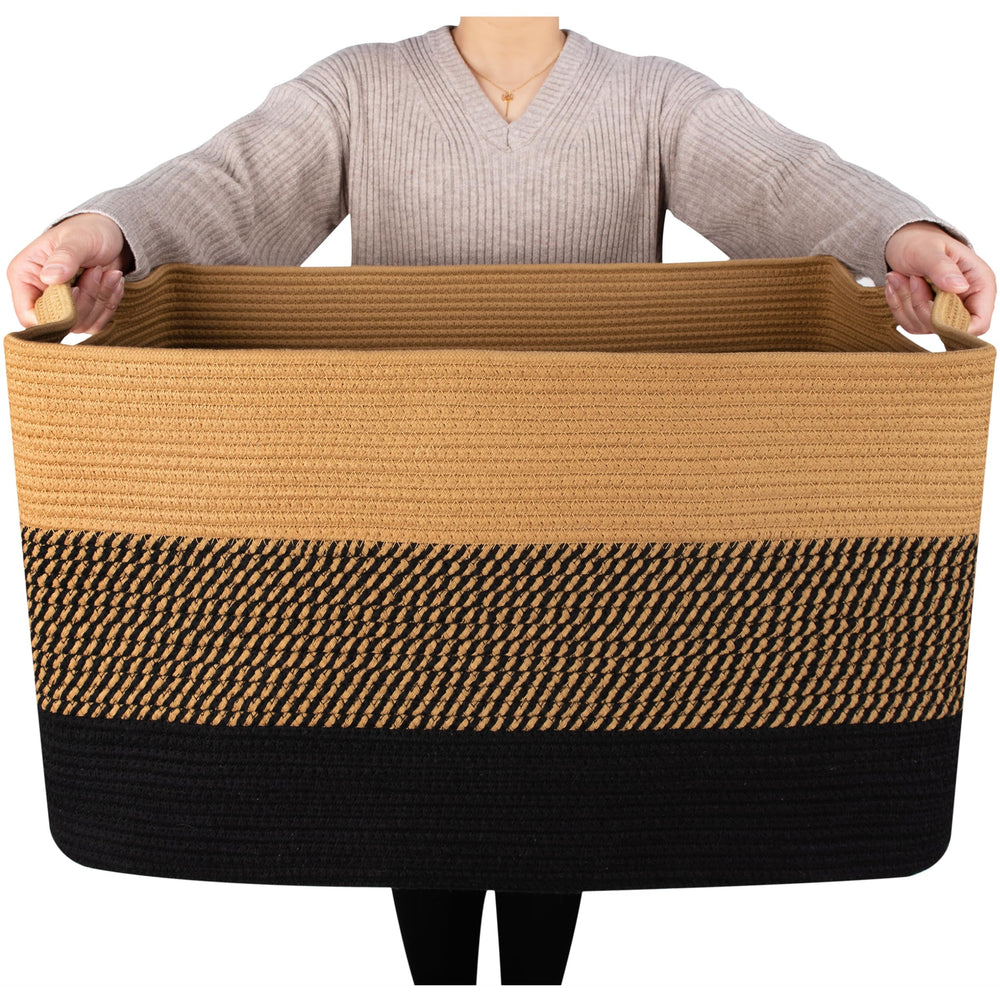 Mintwood 22in blanket basket standalone showcases ample rectangle storage for bulky items.