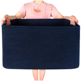 MINTWOOD Design 22in blanket basket in full navy for tidy living room storage