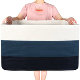 Mintwood Design 22in blanket basket, rectangular, ideal for bulky linens and throws.