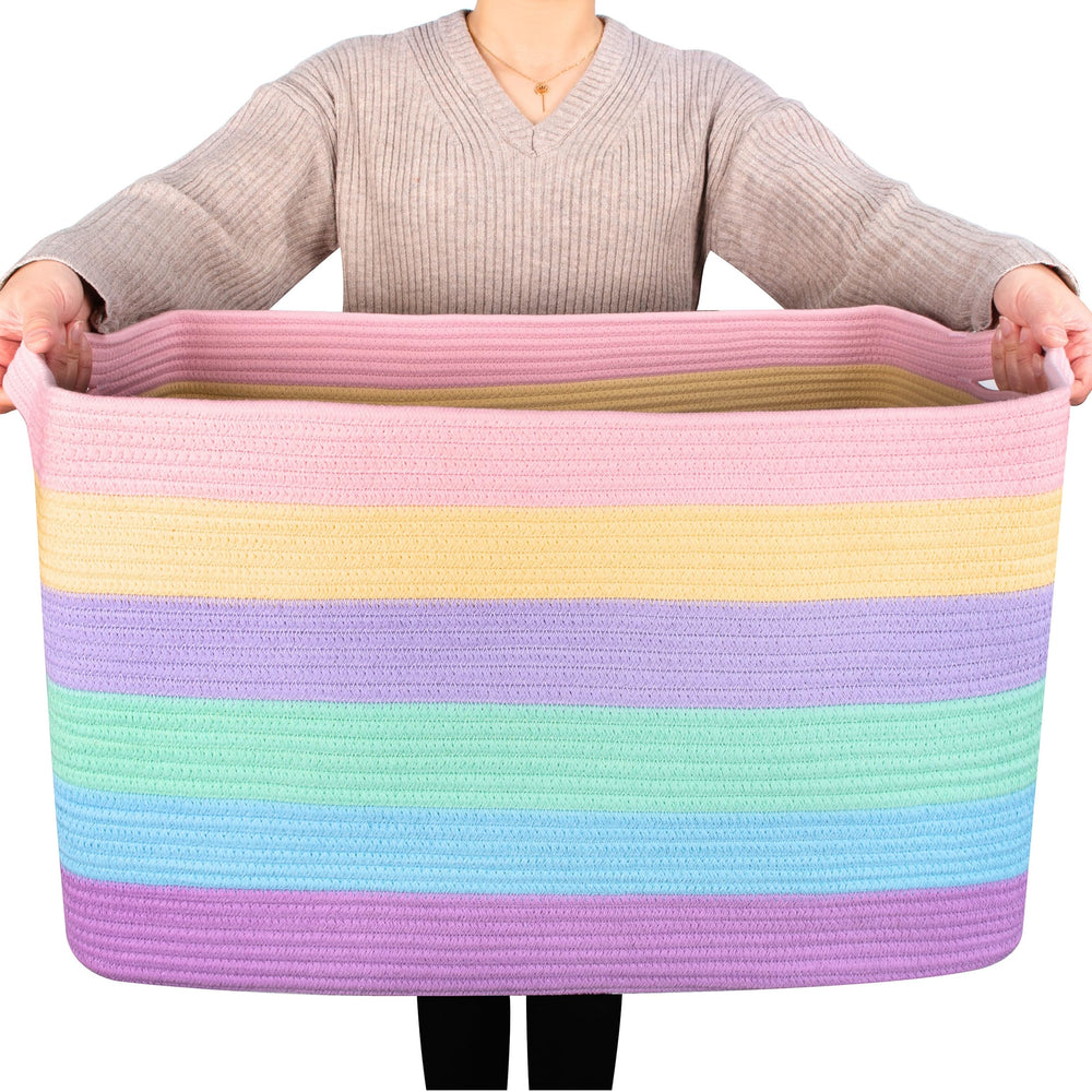 MINTWOOD Design 22in basket rectangle, ample storage for bulky blankets and linens.