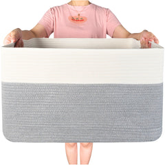 Mintwood Design 22in extra-large blanket basket rectangle for versatile storage and tidy spaces.