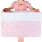 MINTWOOD Design 22in extra large blanket basket showing spacious storage for blankets.