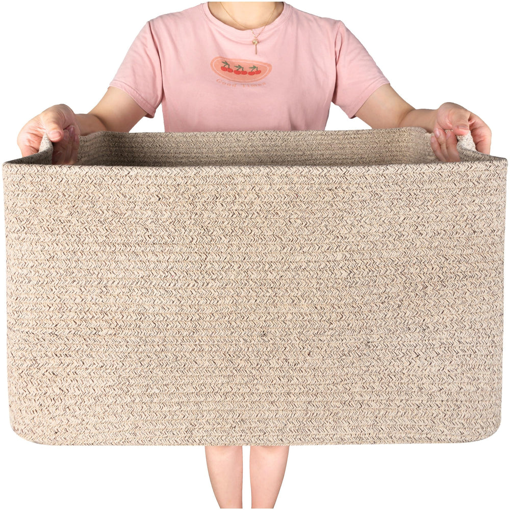 MINTWOOD Design 22in rectangle blanket basket with handles for blankets