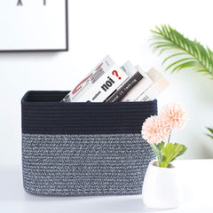 Mintwood Design navy blue woven classroom baskets for quick organization.