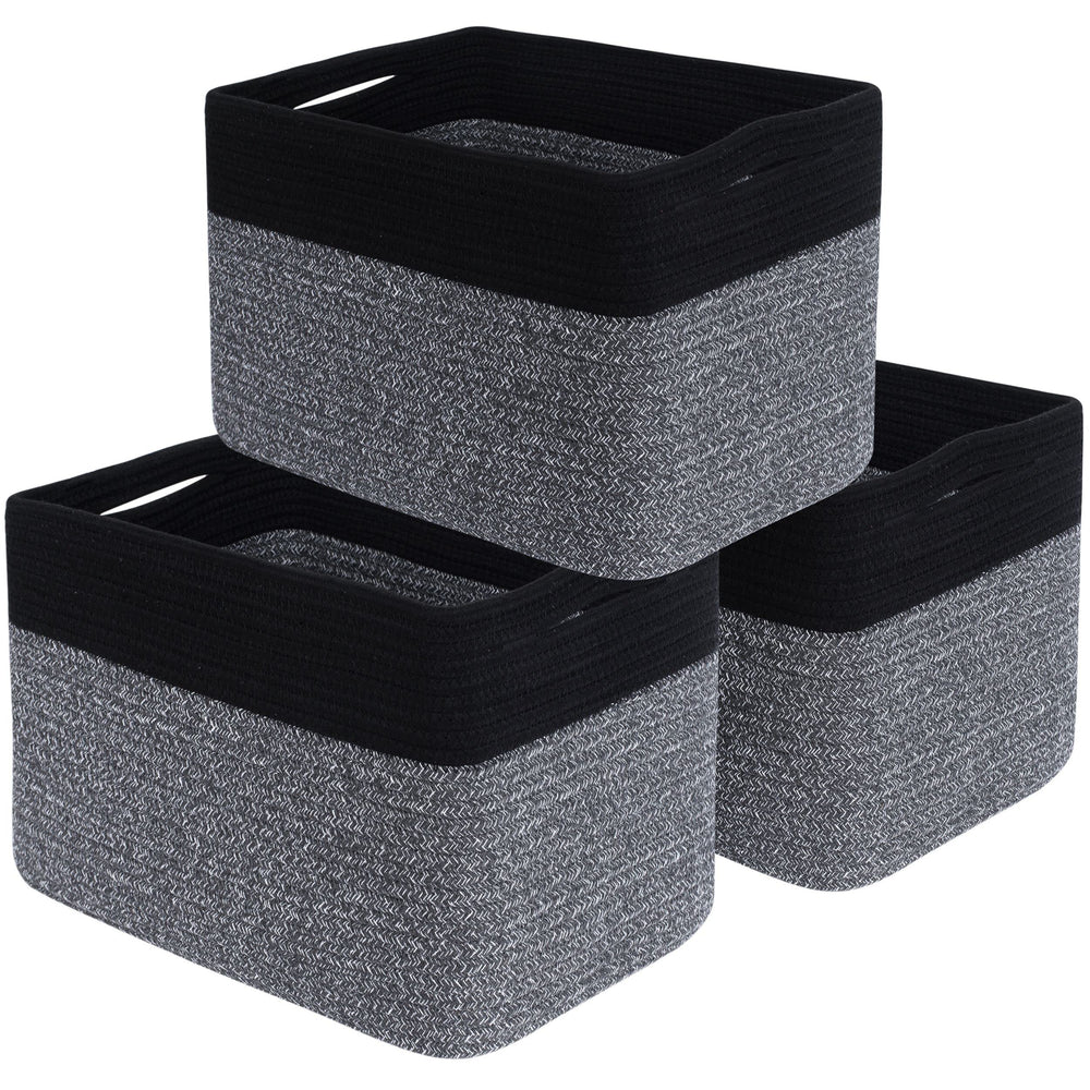 Mintwood Design 3-pack storage baskets on a shelf keeping books and small items organized