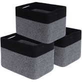 Mintwood Design 3-pack storage baskets on a shelf keeping books and small items organized