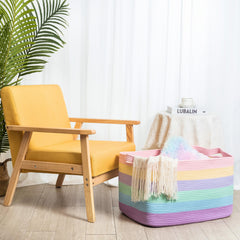 MINTWOOD Design blanket and towel storage basket keeps linen tidy.