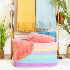 MINTWOOD Design cotton rope basket with handles adds stylish organization.
