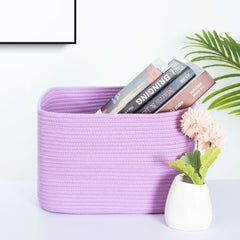 Mintwood Design lilac woven basket closeup highlighting soft-touch craftsmanship.