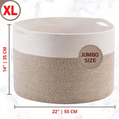 MINTWOOD Design woven cotton rope basket adds natural texture to decor.