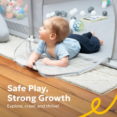 MioTetto playpen gate with secure zipper keeps little ones safely contained.
