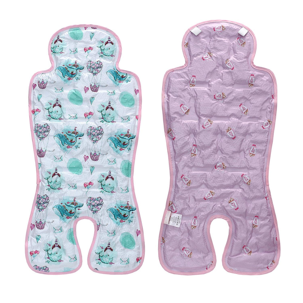 Miracle Baby gel cooling pad on car seat provides cool comfort for your baby.