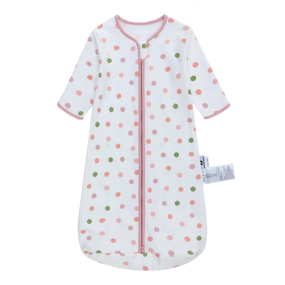 Miracle Baby long sleeve sleep sack with dot pattern for 0-18 months offers breathable cotton comfort