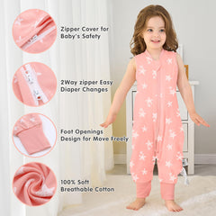 Miracle Baby starfish sleep sack side view with open leg area.