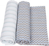 Miracle Blanket muslin swaddle in blue stripes calms newborns with breathable comfort