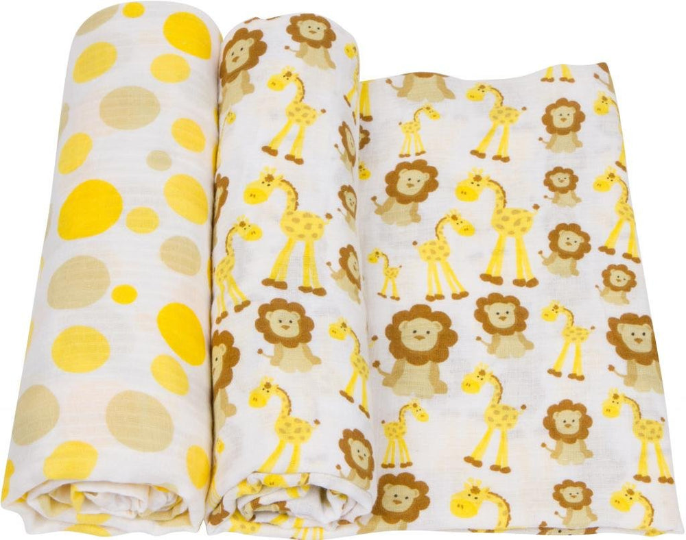 Miracle Blanket swaddle with giraffes design for newborn comfort and calm nights.