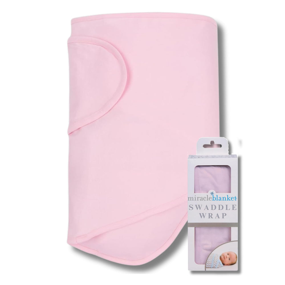 Miracle Blanket swaddle wrap arm hug pink for a snug fit that helps calm newborns.