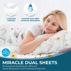 Miracle Dual Sheets four-layer absorbent design wicks moisture and locks liquids for dryness.