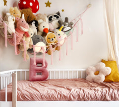 Mirolam boho display hammock showcases toys while keeping rooms tidy.