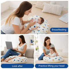 Misounda nursing pillow hands free design enabling multitasking during baby time